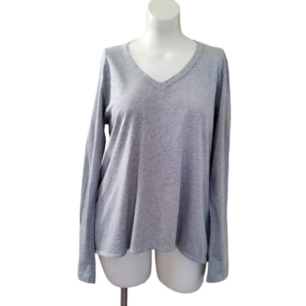 Wilt White Asymmetrical Long Sleeve Knit Tee Top XL Grey